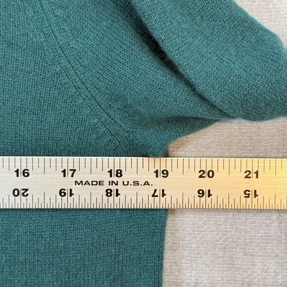 Halogen Womens 100% CASHMERE Sweater Long Sleeve Super Soft Green Pullover Lg - Picture 4 of 6